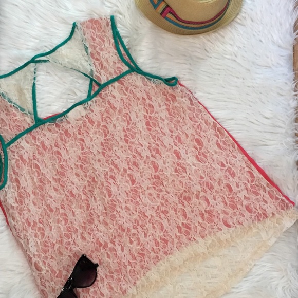 👑YUA LACE ORANGE TANK TOP👑 - Picture 3 of 4